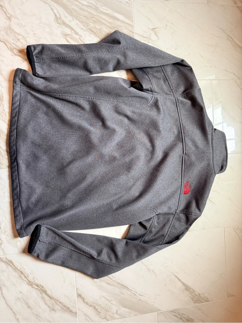 The North Face Men’s Gray Fleece Jacket with Pink Trim